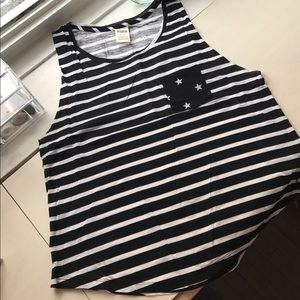 PINK Striped Tank w/ Star Pocket
